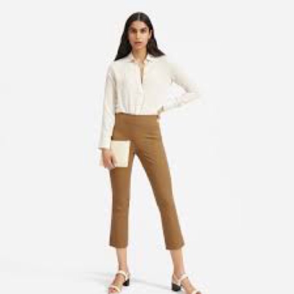 Everlane The Kick Crop Dark Khaki Stretch Casual Fridays Pant Sz. 6 Neutral